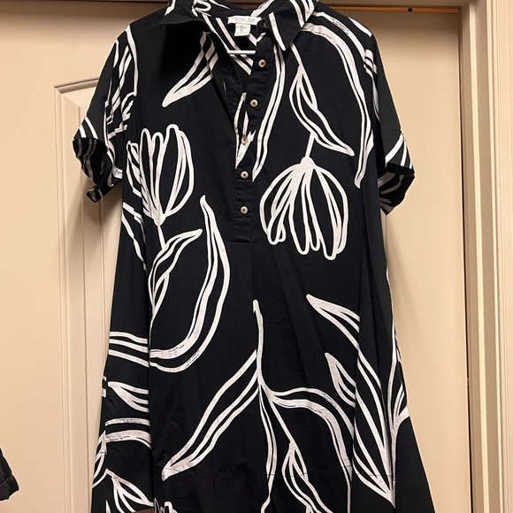 Rachel Zoe/Anthropologie Black and White Short Sleeve Shirt Dress - Picture 3 of 6